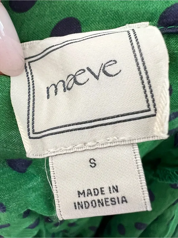 Anthropologie Maeve Polka Dot Silken Halter Tie Top in Green Dot - Image 7