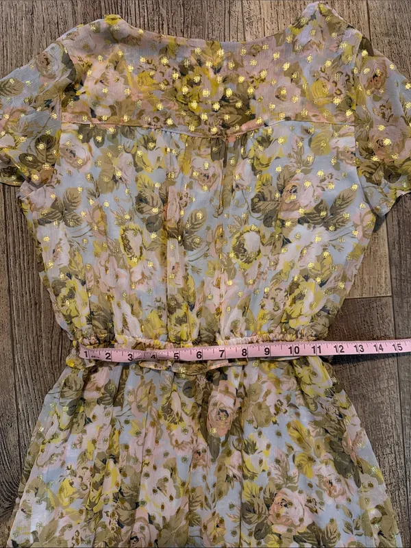 Lauren Conrad - Pastel Floral Wrap Midi Dress with Gold Accents - Image 6