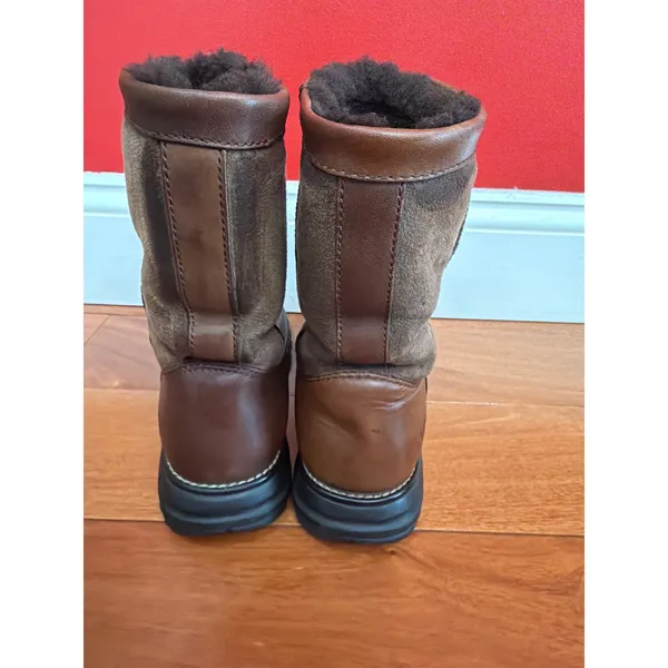 UGG Sunburst Tall Boots Womens Brown Leather Suede‎ Shearling Lined 8 - Image 2