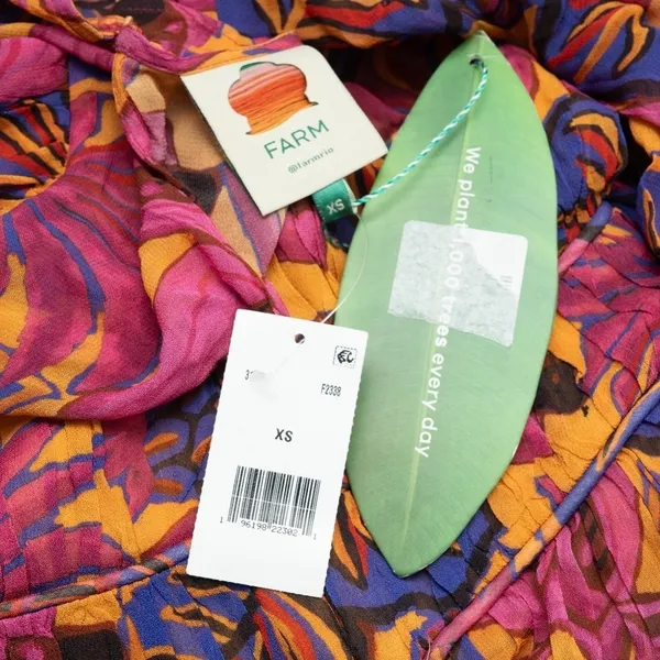 Farm Rio |‎ Fruit Dream Long Sleeve Pleated Tiered Dress - Image 4