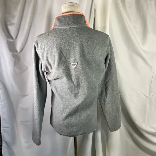 Columbia PGF Womens‎ Gray Fleece Pullover Coral Trim Fishing Gear Mock Neck - Image 9