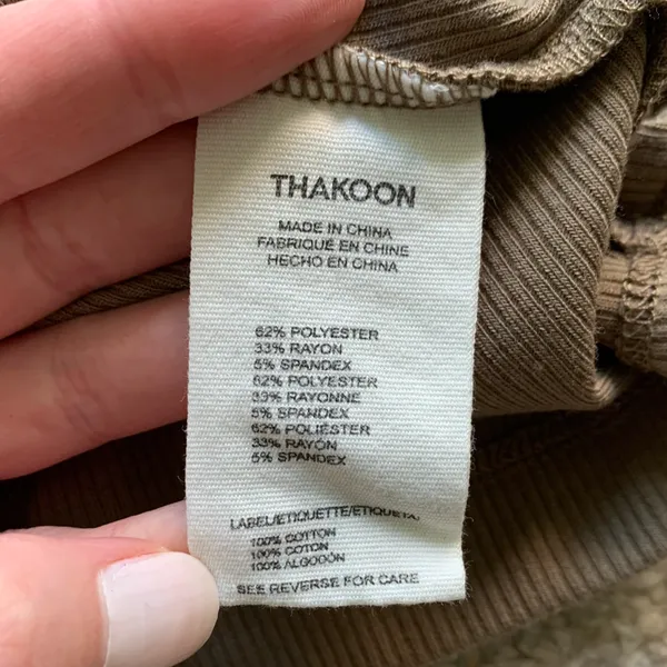 Thakoon Rib Knit Square Neckline Long Sleeve Tee Brown Size Medium - Image 3
