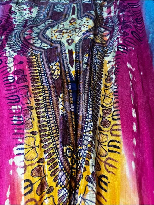 Sol Dashiki Rayon Tie Dye Boho Resort Cover-Up Mini Sundress Beach Vacation - Image 5