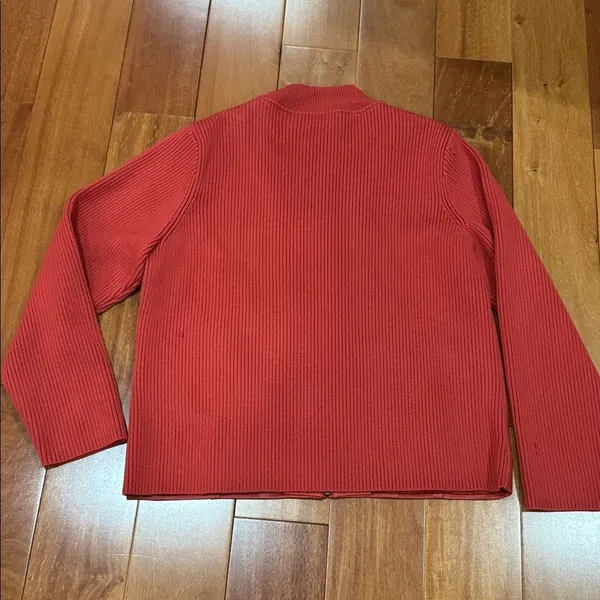 Pendleton Mixed Media‎ Jacket Womens Red Leather Front Merino Wool Zip Large - Image 5