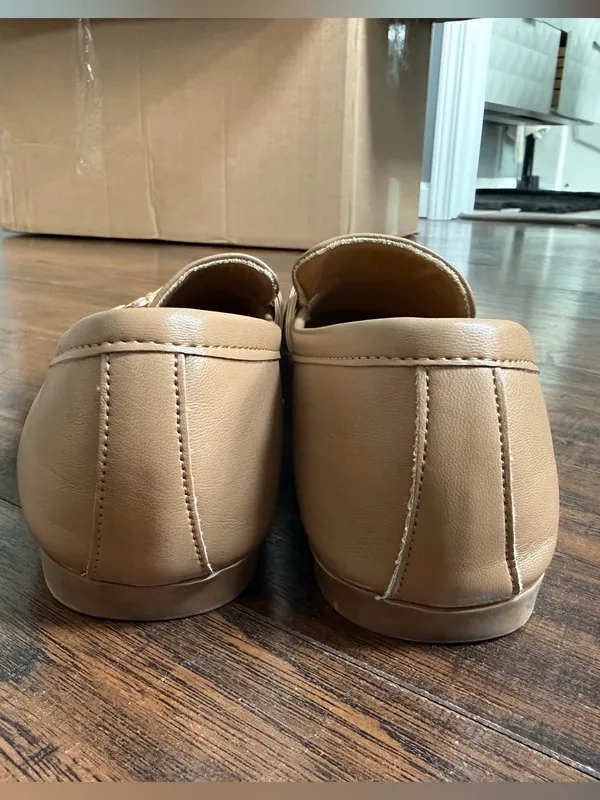 Journee Collection Women's Camel Loafers with Gold Bit - Image 4