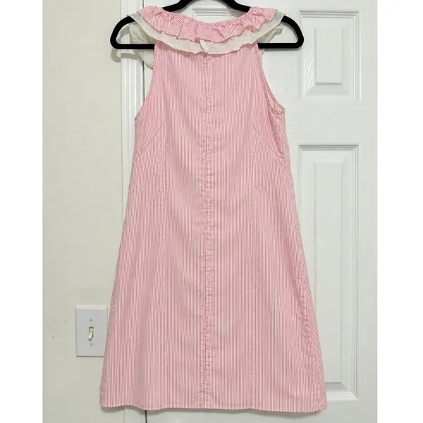 Lilly Pulitzer Pink Stripe Ruffle Shift Dress Cotton Sleeveless Preppy Size 2 - Image 4