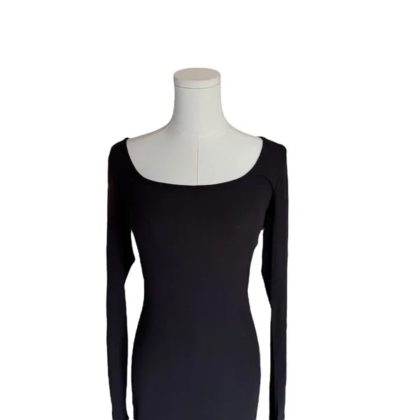 SKIMS - Soft Lounge Ribbed Stretch-Modal Maxi Dress Onyx Black Sz L - Image 4