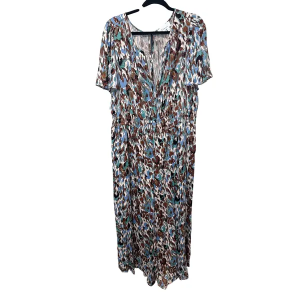 Anthropologie Somerset Jumpsuit Abstract Wide Leg Smocked Waist Plus Size 1X - Image 2
