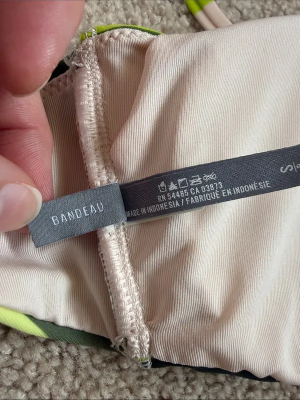 Aerie Multi Color Striped Bandeau Bikini Top. Size Small - Image 4