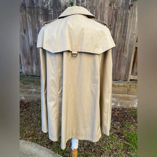 Banana Republic Khaki Double-Breasted Cape Coat Classic Preppy academia fall M - Image 6