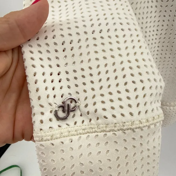 CALIA Laser Cut Cream Mesh Pullover‎ Hoodie Beach Coverup Swim Sweatshirt L - Image 7