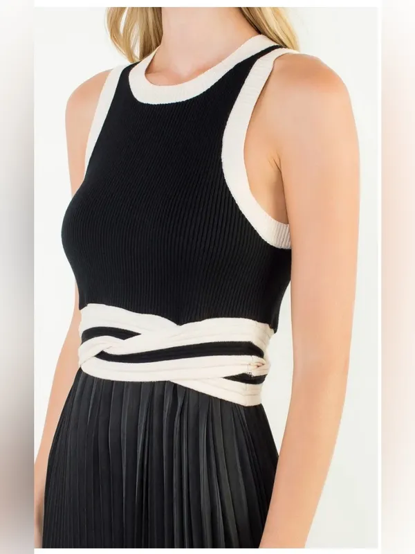 New with Tags THML Mixed Media Midi Dress Sz S - Image 3