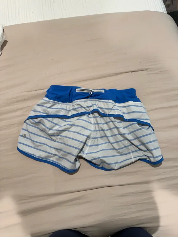 Blue and white striped Lululemon hotty hot shorts - Image 2