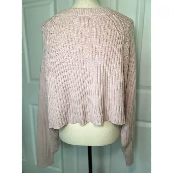 Aeropostale Pink Ribbed Knit Cropped Sweater‎ Long Sleeve Women's XL - Image 3