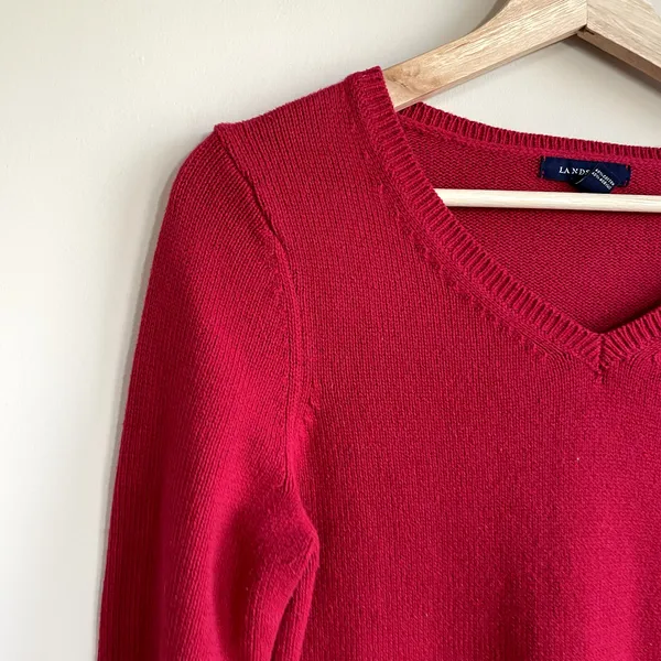 Lands' End red knit pullover sweater women's size small‎ minimalist capsule - Image 2