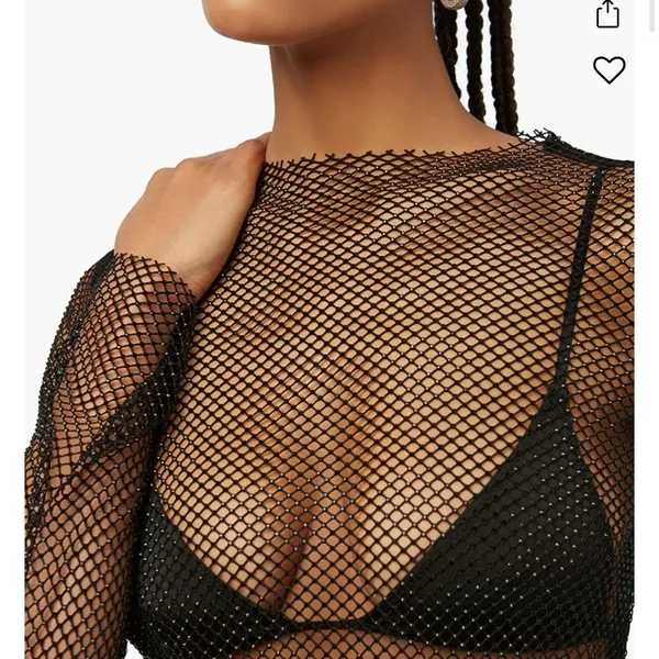 WeWoreWhat Crystal Mesh Mock Neck Top Size Medium - Image 5