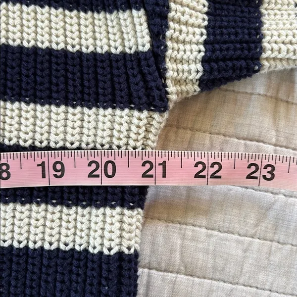 Gap shaker stitch Classic cotton navy white stripe nautical cardigan sweater M - Image 13