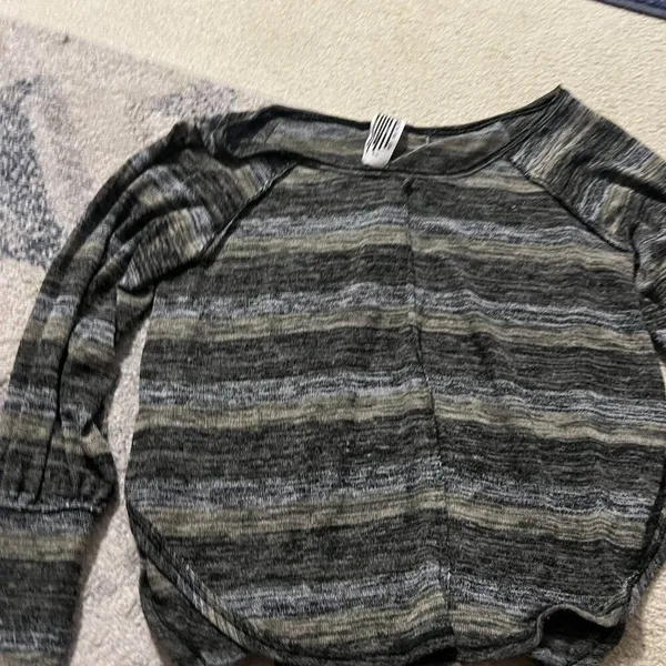 FREE PEOPLE oversized‎ space dye striped scoop neck balloon sleeve top - Image 10