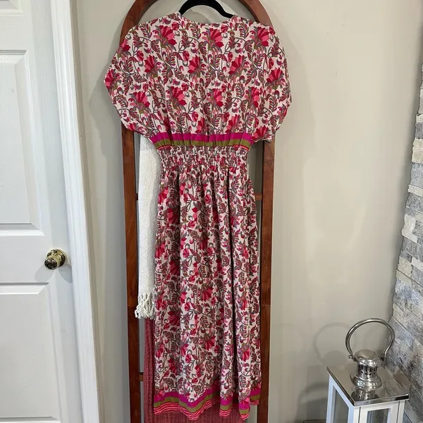 Moni & Co Floral Pink V-Neck Dress‎ Women’s Size L/XL - Image 10