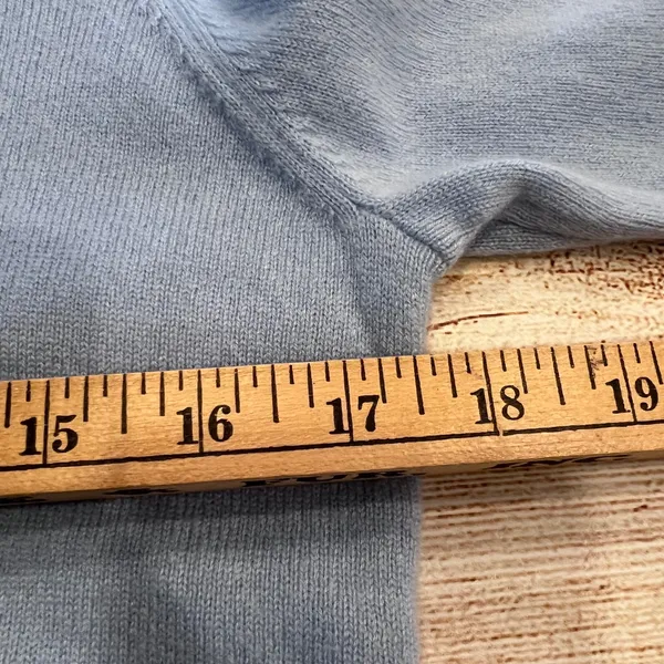 Ann Taylor 100% Cashmere Turtleneck Sweater Light Blue 3/4 Sleeve Womens Medium - Image 4