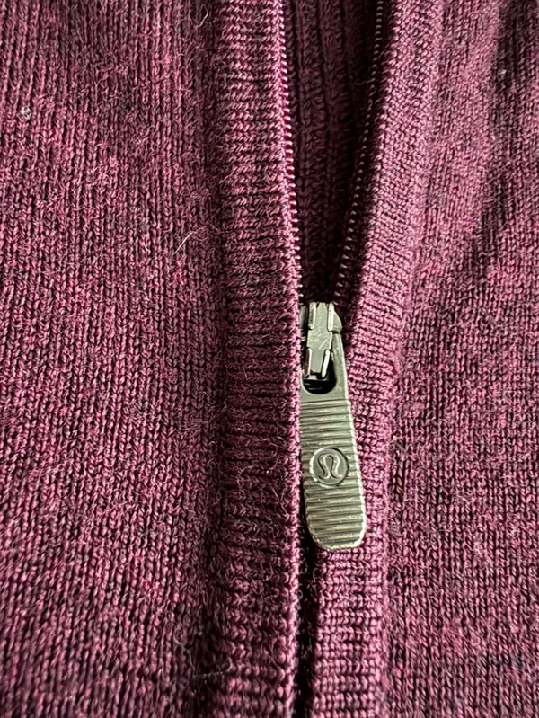 Lululemon Burgundy Wool Full Zip Mock Neck Sweater Jacket Women's - Image 5