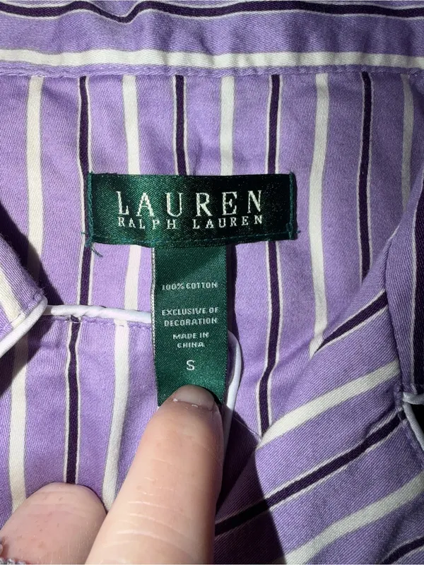 Lauren Ralph Lauren Striped Cotton Sleep Shirt-Purple Stripe Women’s Size-S - Image 3