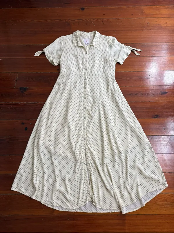 The Nines by HATCH Green Polka Dot Button Front Maternity Dress Sz L 🧡🍄 - Image 7