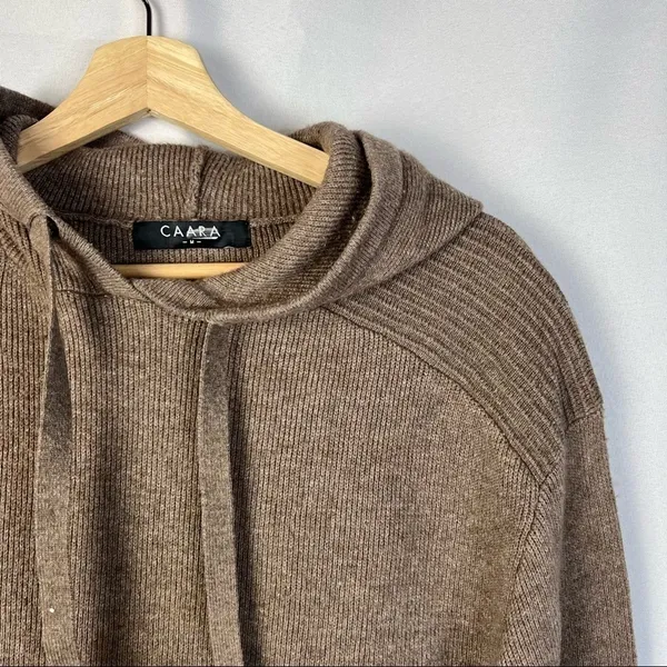 CAARA Coffee Brown‎ Jordanna Hoodie Knit Sweater Dress M - Image 4