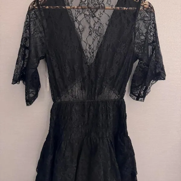 Free People Reversible Lala Lace Mini Dress Black Size‎ Small NWT MSRP $128 - Image 6
