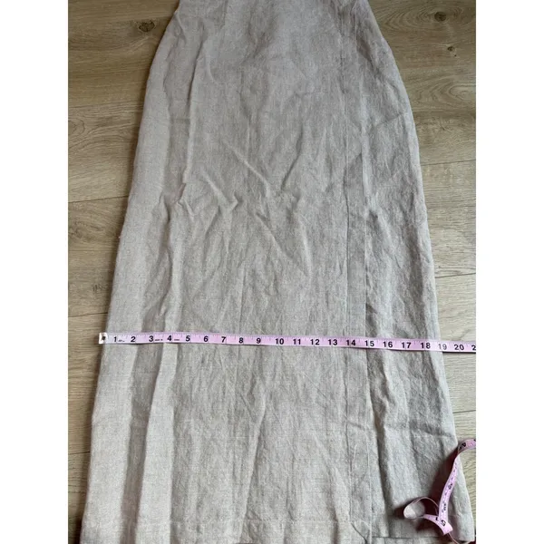EUC Eileen Fisher Delave 100% Linen Wrap Skirt Beige Coastal MADE IN USA size S - Image 6
