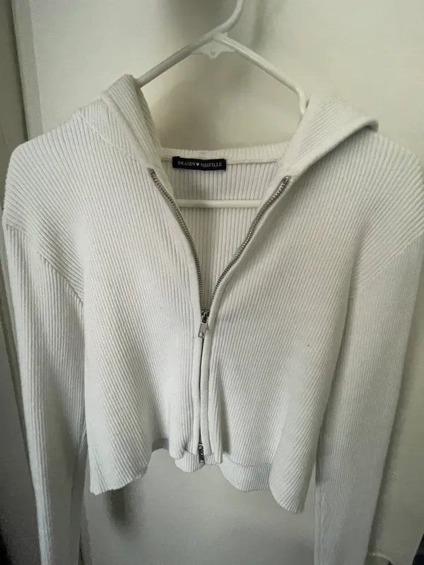white zip up sweater - Image 2