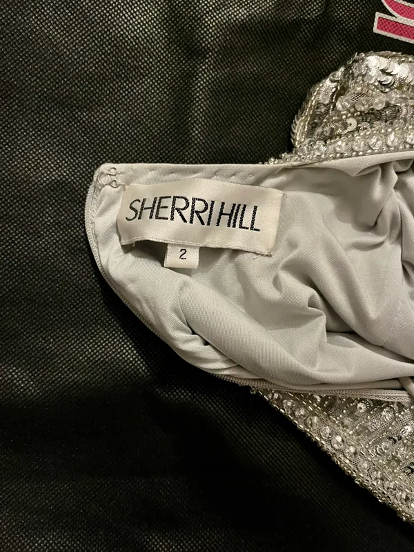 Sherri Hill Silver Sequin Dress - Image 2