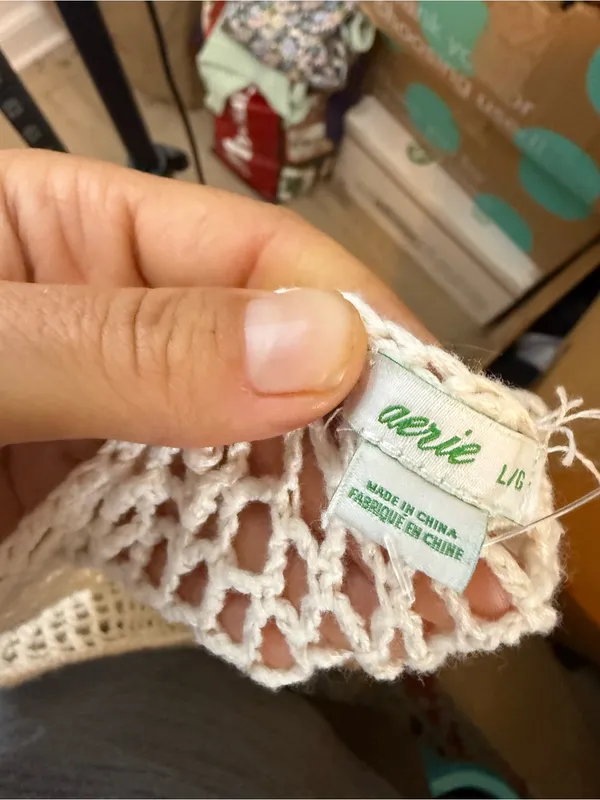 Aerie Beige Crochet Maxi Swim Cover Dress - Image 3