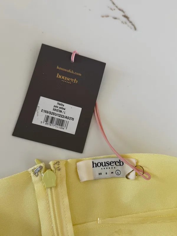 *Rare* House of CB Maliha Bandage Halter Mini Dress - Pale Yellow - Large - NWT - Image 8