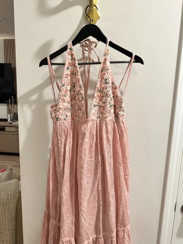 ANTHROPOLOGIE Pinnacle By Shruti Sancheti Paisley Tiered Maxi Dress Pink Large - Image 6