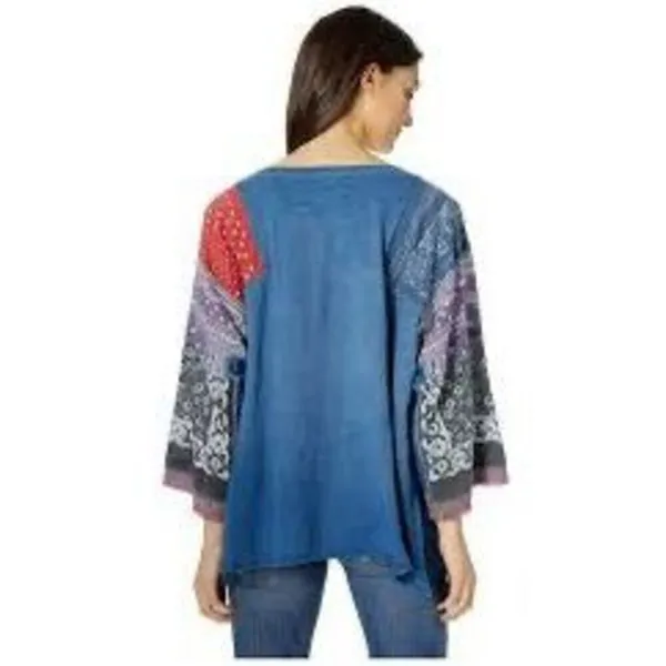 ✨FREE PEOPLE Shibuya Boho Sz Large Denim Patchwork Top✨ - Image 4