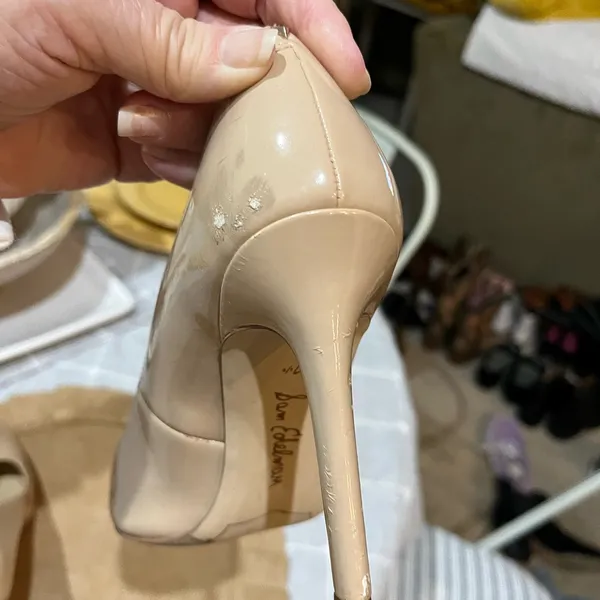 Sam Edelman Patent Nude Pointed Toe Pumps Heels Sz 7.5 - Image 4