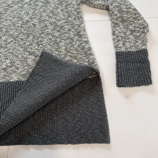 LL Bean Marled Gray Crew Neck Linen Blend Ragg Pullover‎ Tunic Sweater LARGE - Image 5