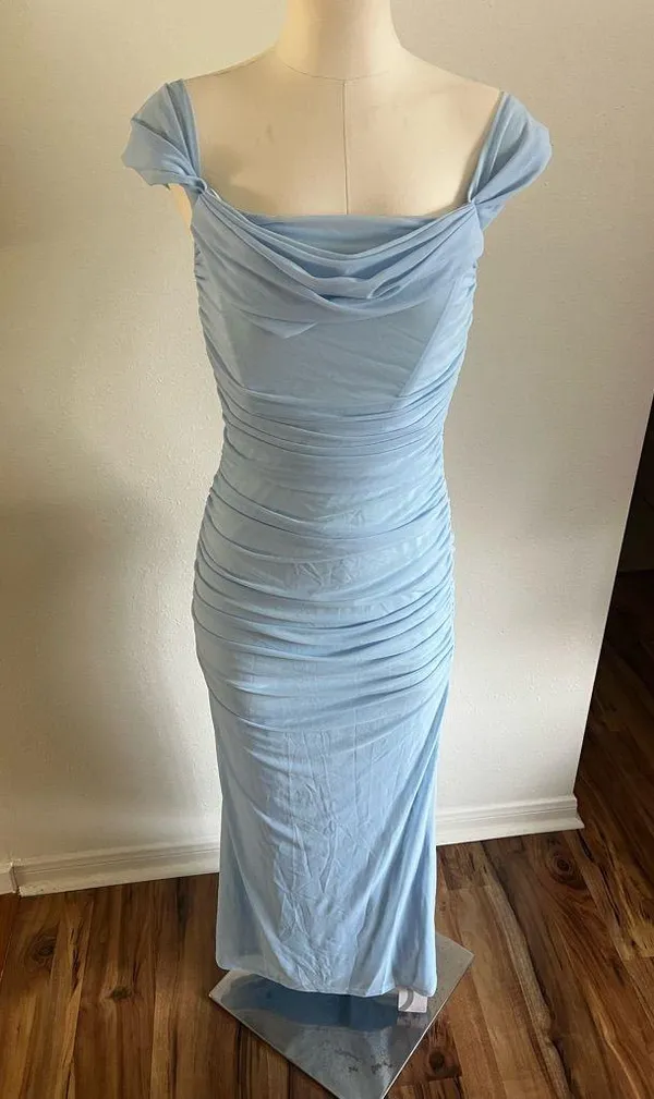 NWT - L - MARTHEA - Elegant Light Blue Off-Shoulder gown Dress - Image 2