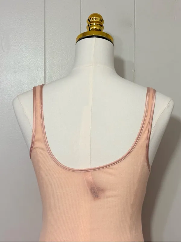 SKIMS Sheer Rib Mini Slip Dress XXS Villa Peach Pink Bodycon - Image 5