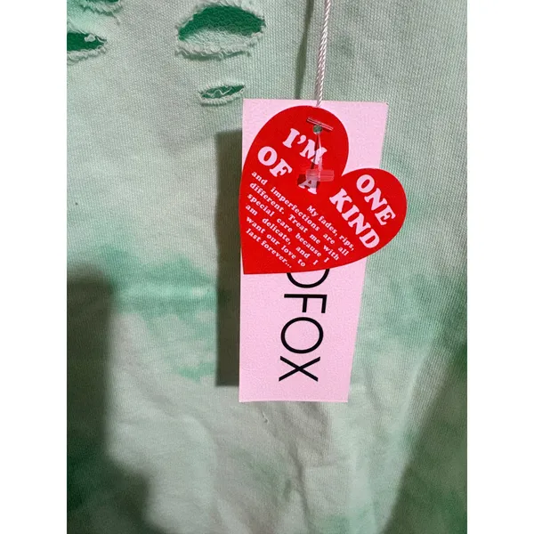 Wildfox Distressed Tie Dye Sweatshirt Womens L Mint Green NWT - Image 6