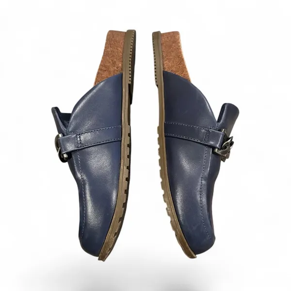 Vionic Navy Blue Georgie Leather Mule Classic Loafer Clog Chain Shoes 6 - Image 3