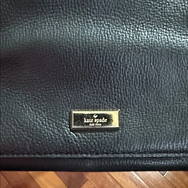 Kate Spade Black Leather Crossbody Bag Purse Chain Strap Minimalist Day Evening - Image 7