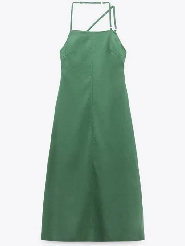 Zara Linen Blend Strappy Midi Dress - Image 5