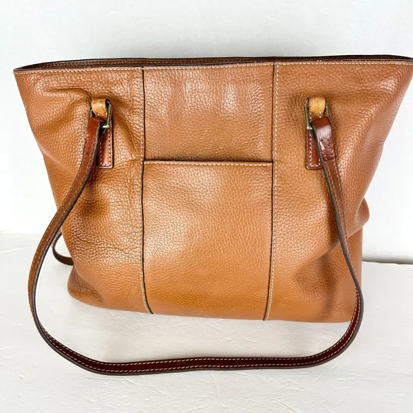 Dooney & Bourke Pebble Grain Lexington Tote Handbag Leather Caramel Brown - Image 2