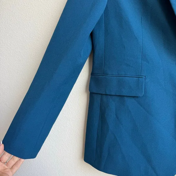 Zara Deep Teal Blue One Button Blazer Interview Career Wear Casual Size Small - Image 2
