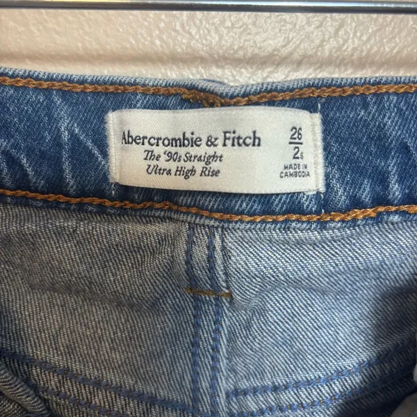 Abercrombie & Fitch Women Jeans The 90s Straight Ultra High Rise Raw Hem Size 26 - Image 4