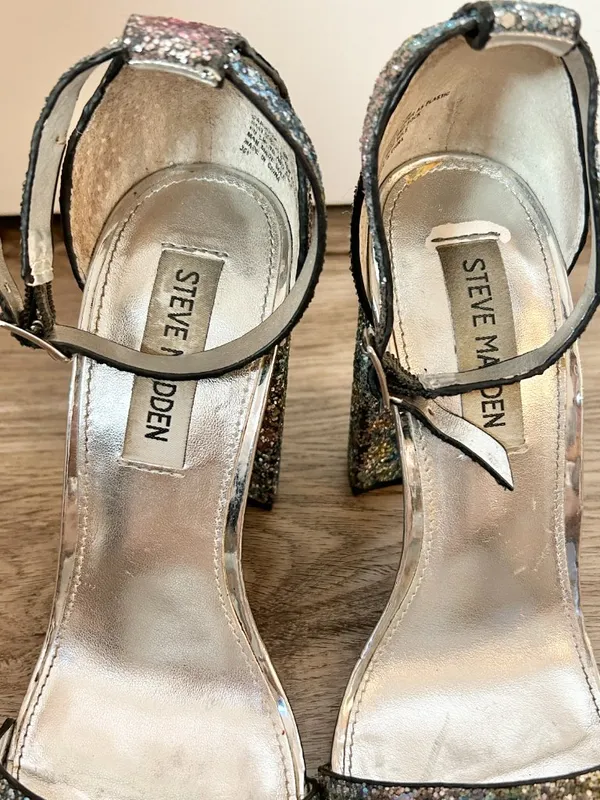 Steve Madden Carrson Multi Glitter Ankle Strap Heels Size 7.5 - Image 5