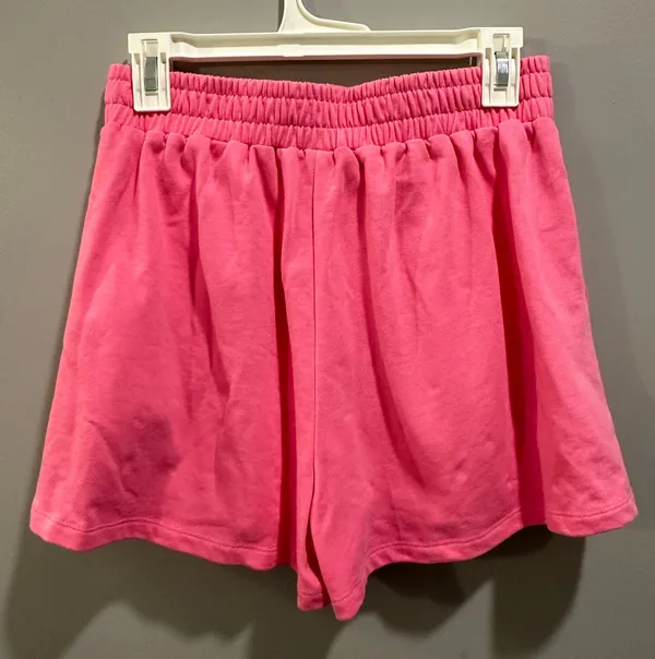 Peach Love Pearl Detail Terry Cloth Shorts Pink - Image 5