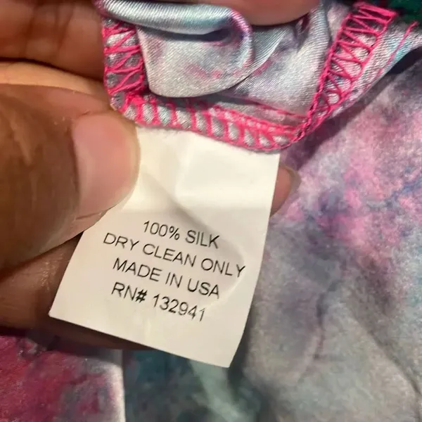 Amanda Uprichard Sz P/XS 100% Silk Faux Wrap Colorful Peek a boo Top #200 - Image 9